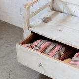 White wooden chest bench