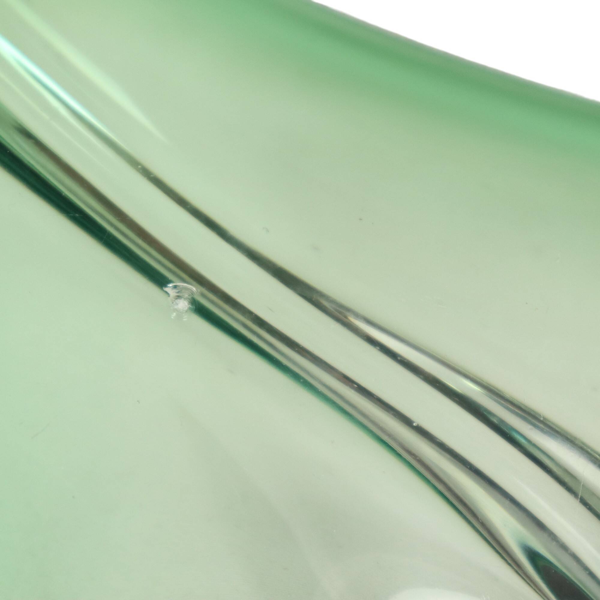 Vintage Green Crystal Bowl Val Saint Lambert 1960s