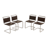 Set of 4 "S33" chairs in brown leather by Mart Stam for Gavina 60's