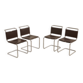 Ensemble de 4 chaises "S33" en cuir marron par Mart Stam pour Gavina 60's