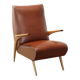 Fauteuil vintage en bois, rembourrage à ressorts, similicuir, années 1950