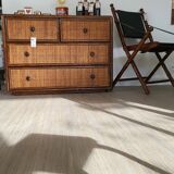 Rattan and solid wood chest of drawers