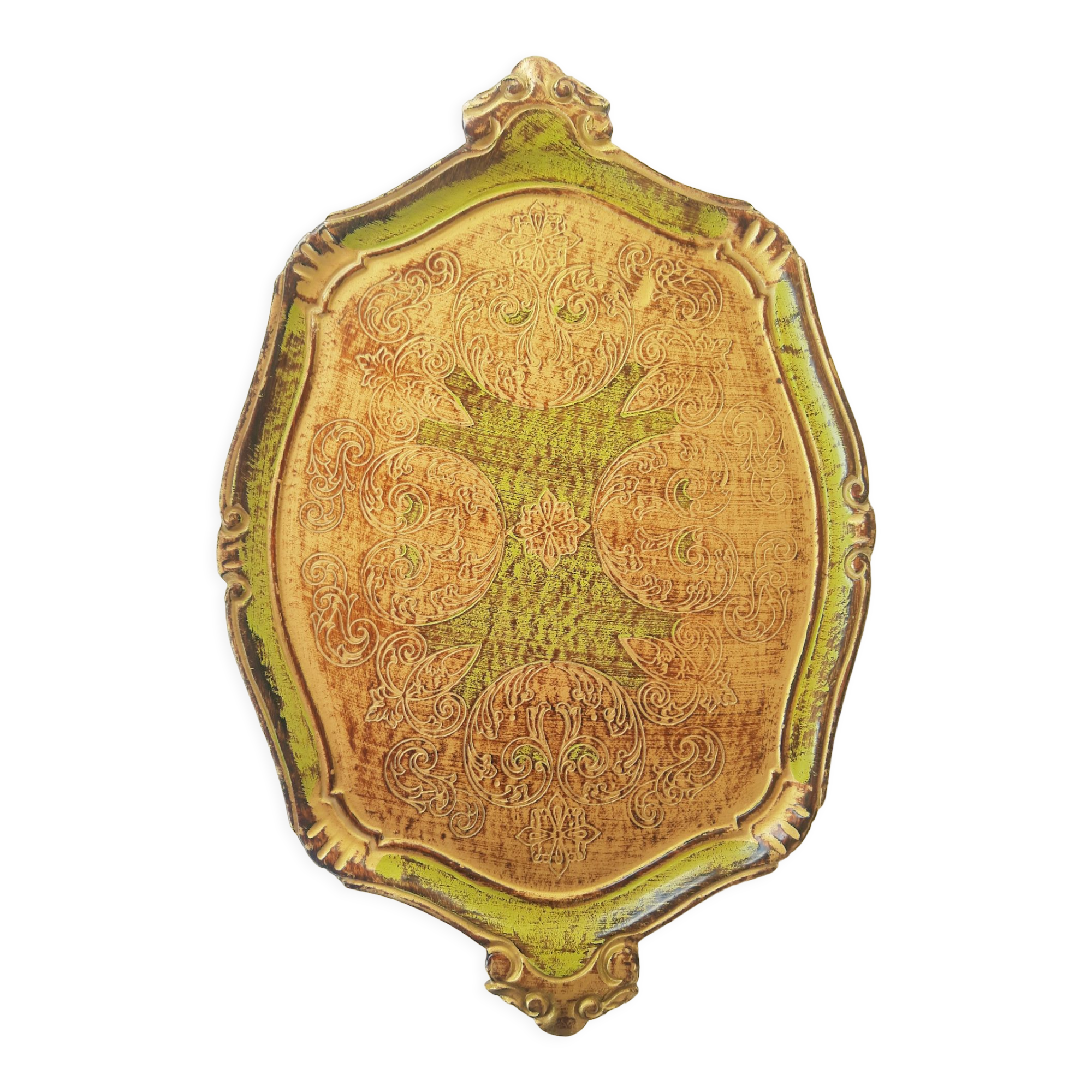 Vintage Italian carved wooden tray