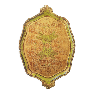 Vintage Italian carved wooden tray