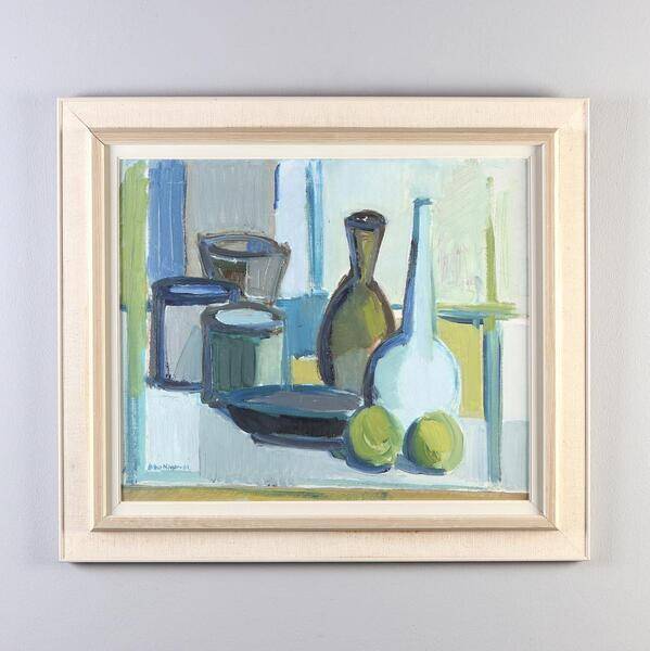 Original mid-century Swedish oil on canvas – “Still Life” by Arthur Nilsson – vintage & framed – 62 × 71 cm