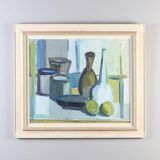 Original mid-century Swedish oil on canvas – “Still Life” by Arthur Nilsson – vintage & framed – 62 × 71 cm