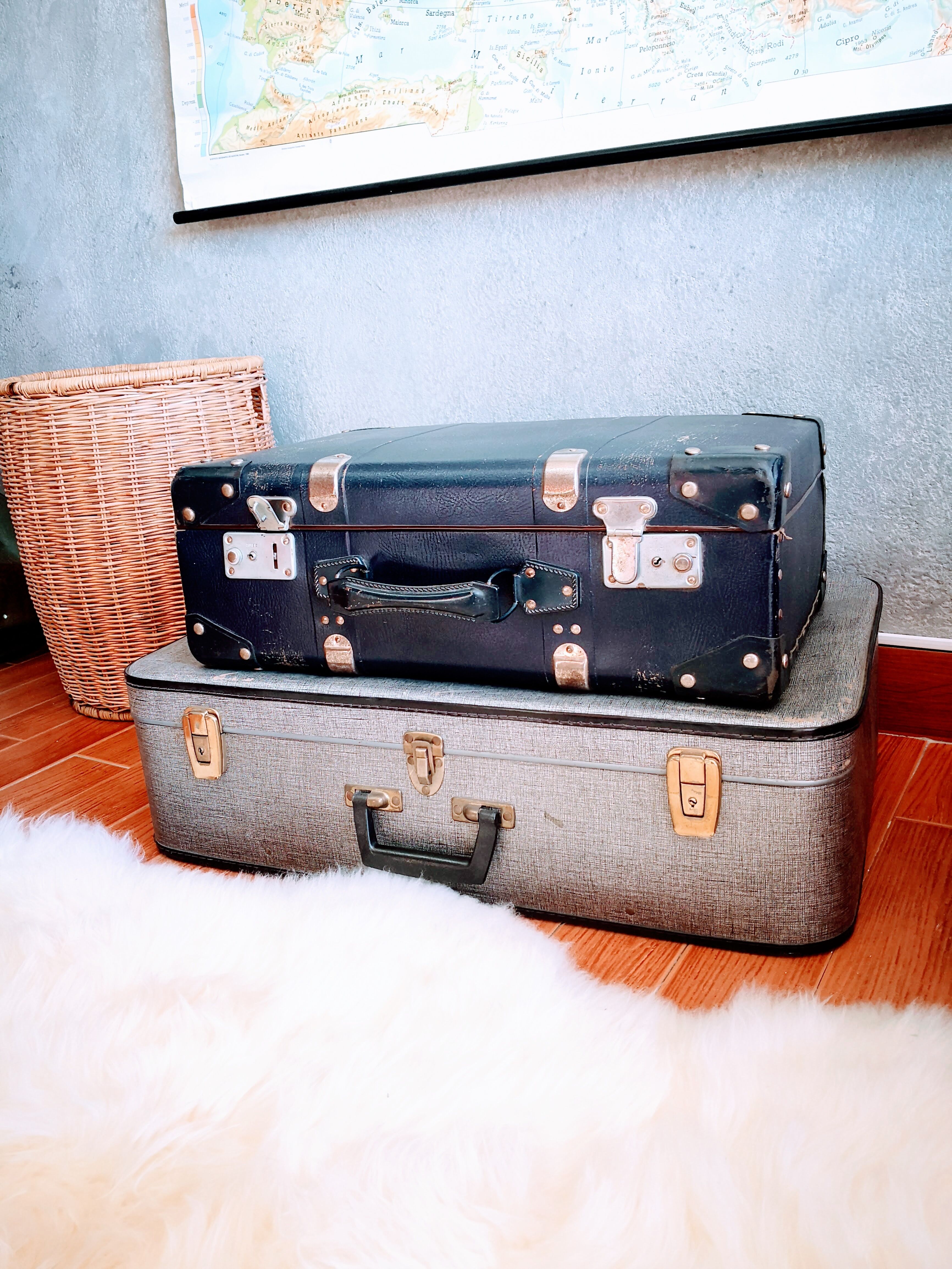 Vintage blue suitcase