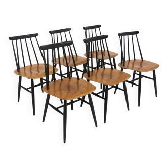 Set of 6 Scandinavian "Fanett" chairs by Ilmari Tapiovaara, Sweden, 1960