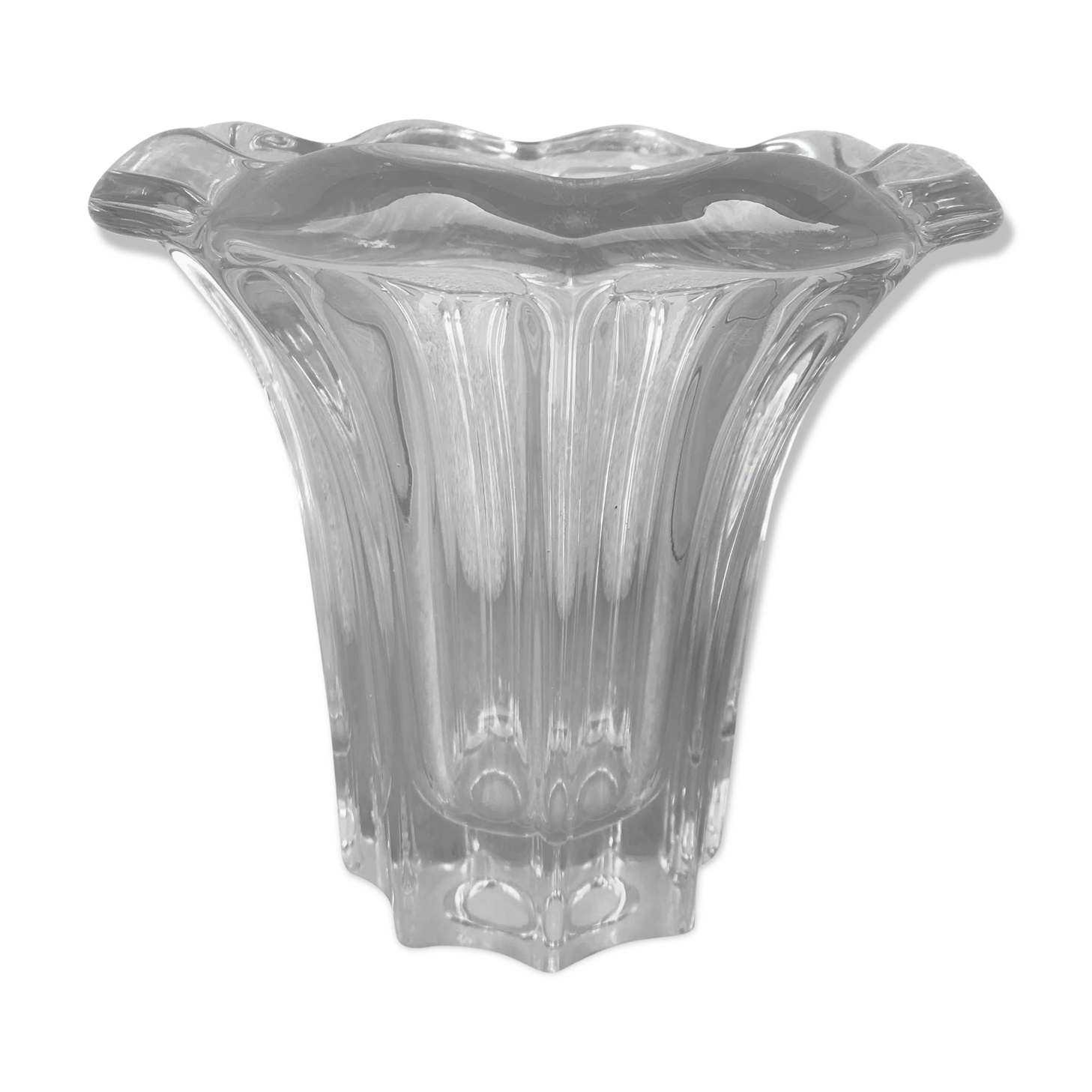 Old vase moulded glass shape flowers 70s vintage