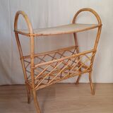 Vintage rattan magazine rack