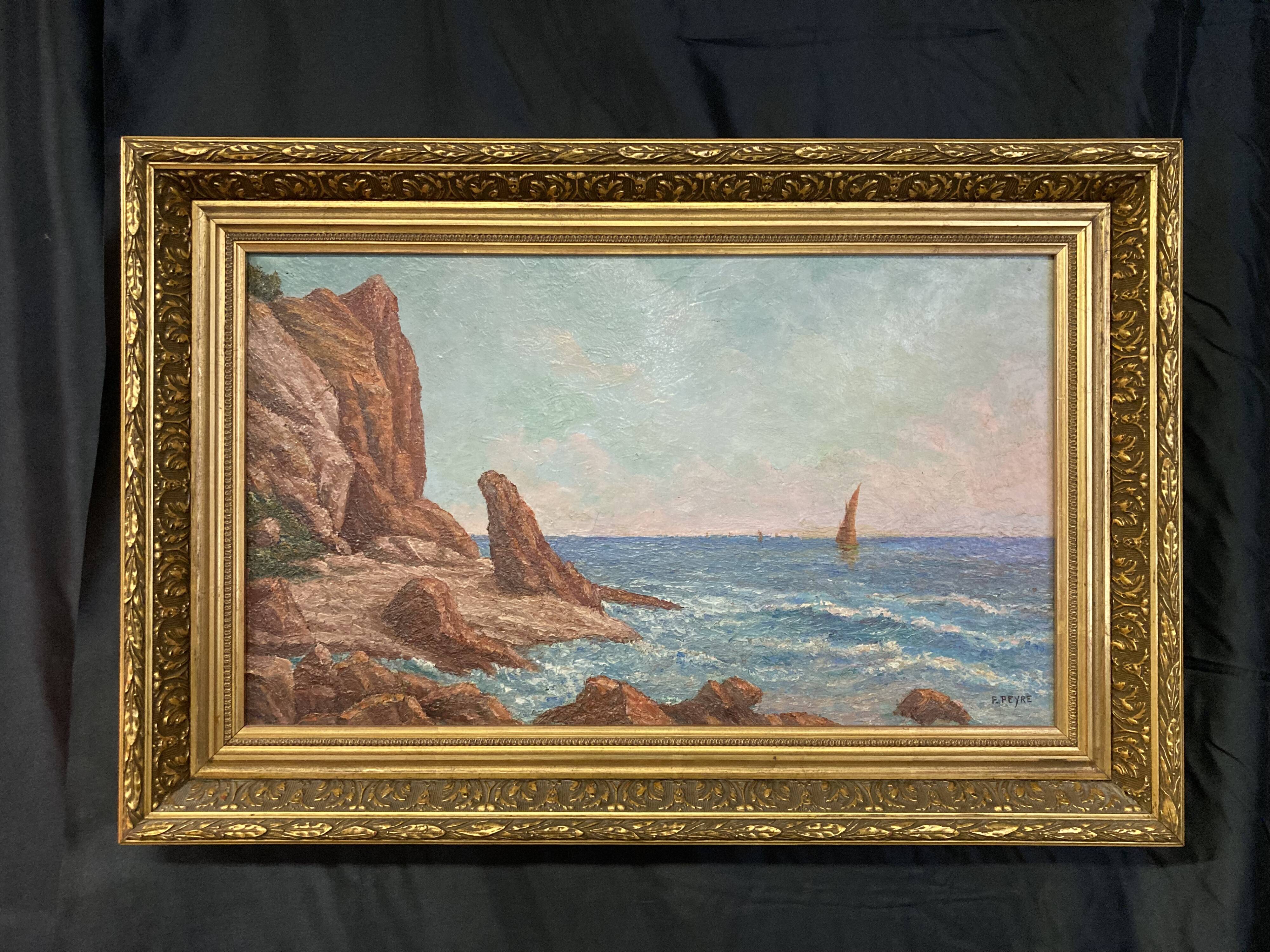 French School of the 20th century, Mediterranean Sea, oil on canvas