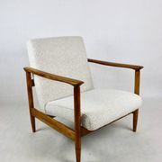 GFM-142 armchair, design by Edmund Homa from the 70s, white ivory boucle - 2 pieces available
