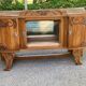 Art Deco sideboard top, low display cabinet in solid wood and mirror from the 1940s.