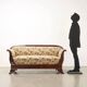 Antique Louis-Philippe canapé in walnut and fabric, Italy, 19th century