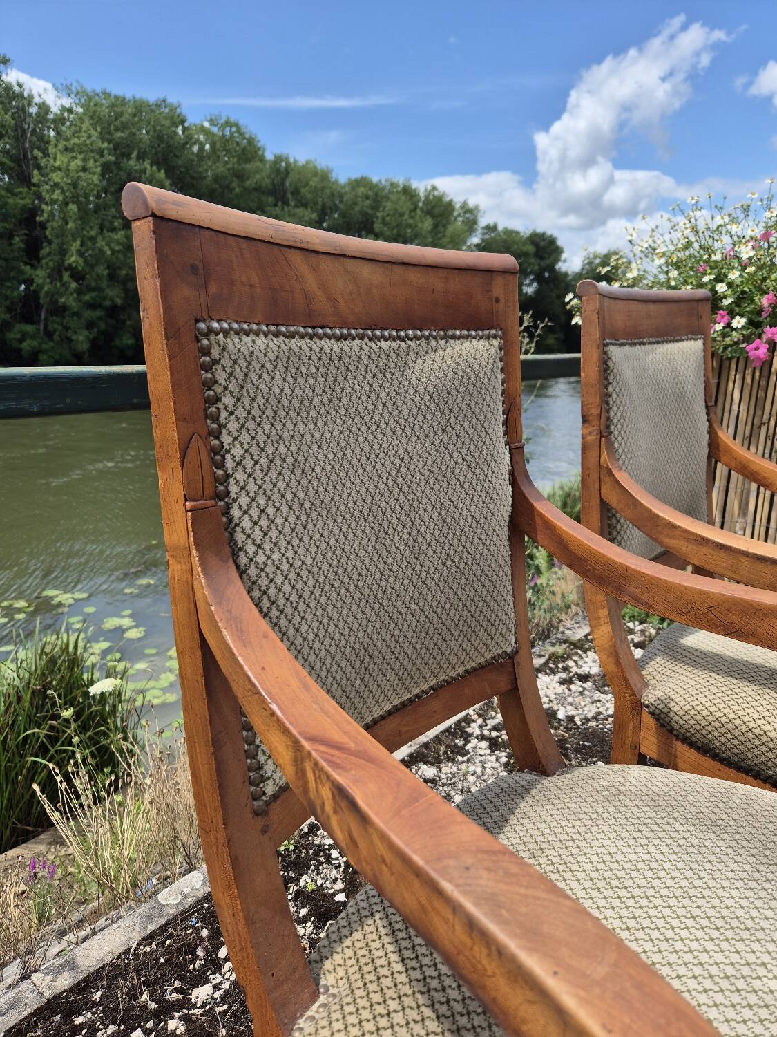 Pair of armchairs with Empire Restoration handles 1900s