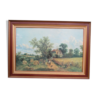 Framed oil painting, signature to discover