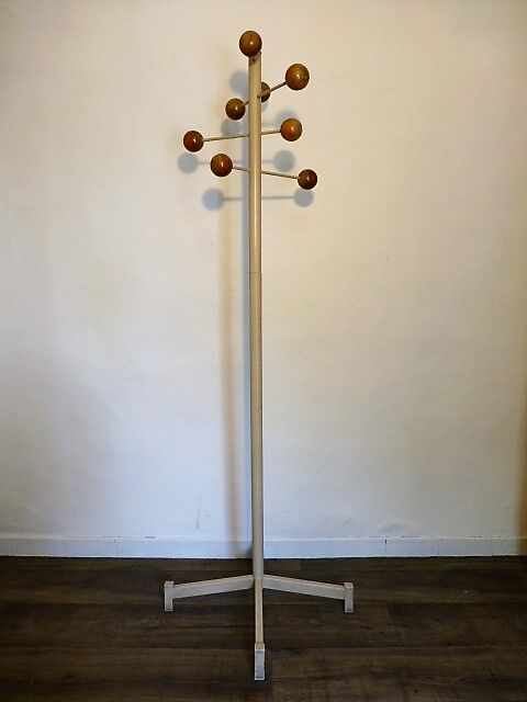 Vintage metal and wood coat holder 1960