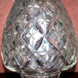 Bohemian crystal baluster vase - richly carved decoration engraved with clover