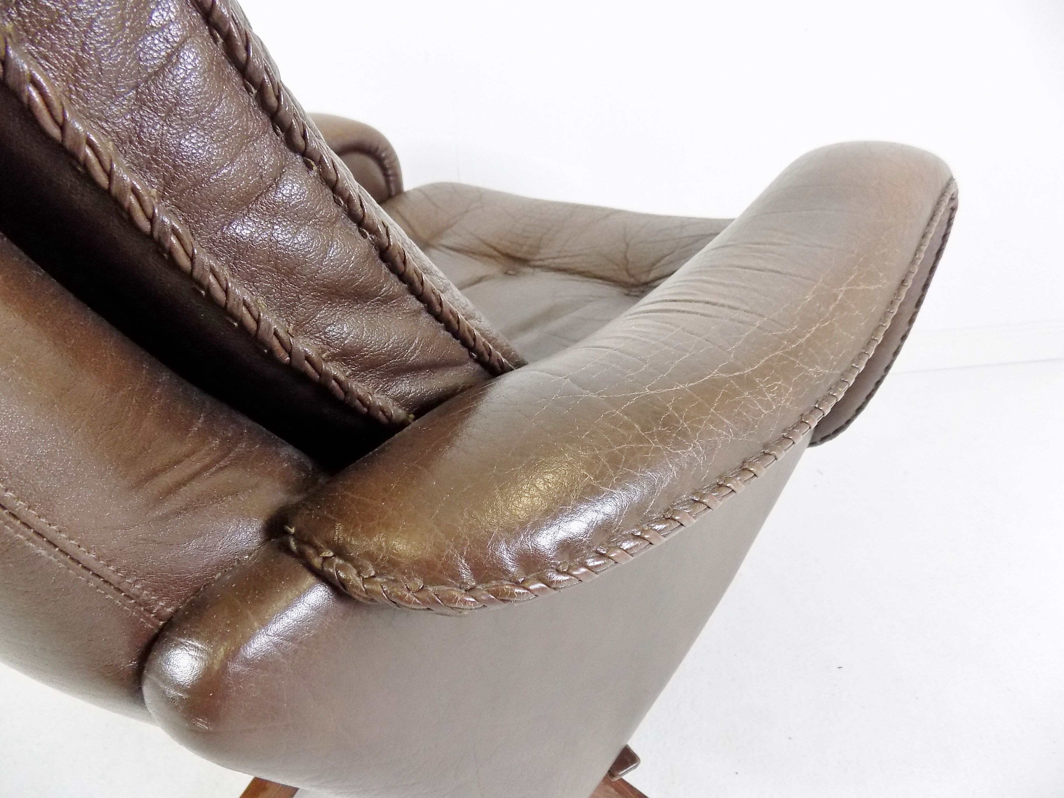 Madsen & Schubell leather armchair with ottoman for Bovenkamp