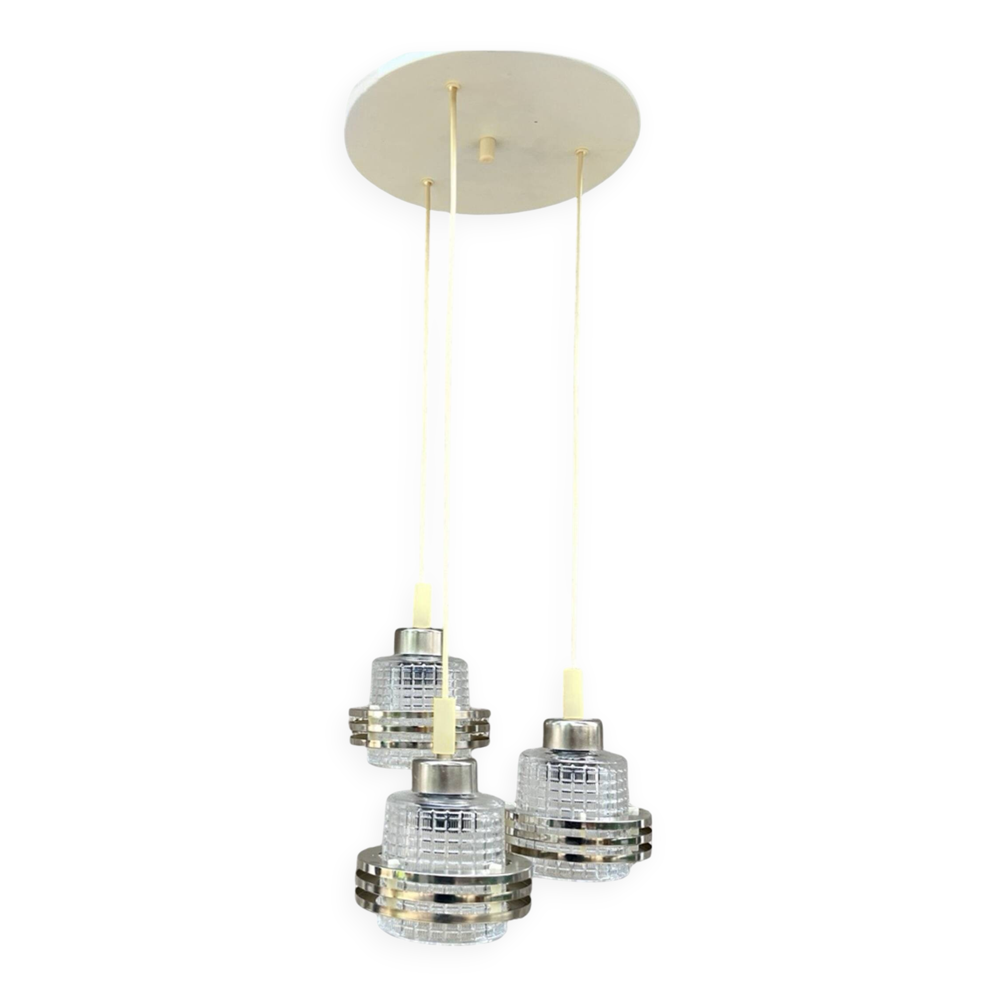 Mid-century modern cascade chandelier Pokrok Žilina, Czechoslovakia, 1970s.
