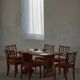 Set of 6 modern classic Danish dining chairs, oak with upholstered seats, 1950s.