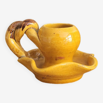 Bougeoir en céramique jaune