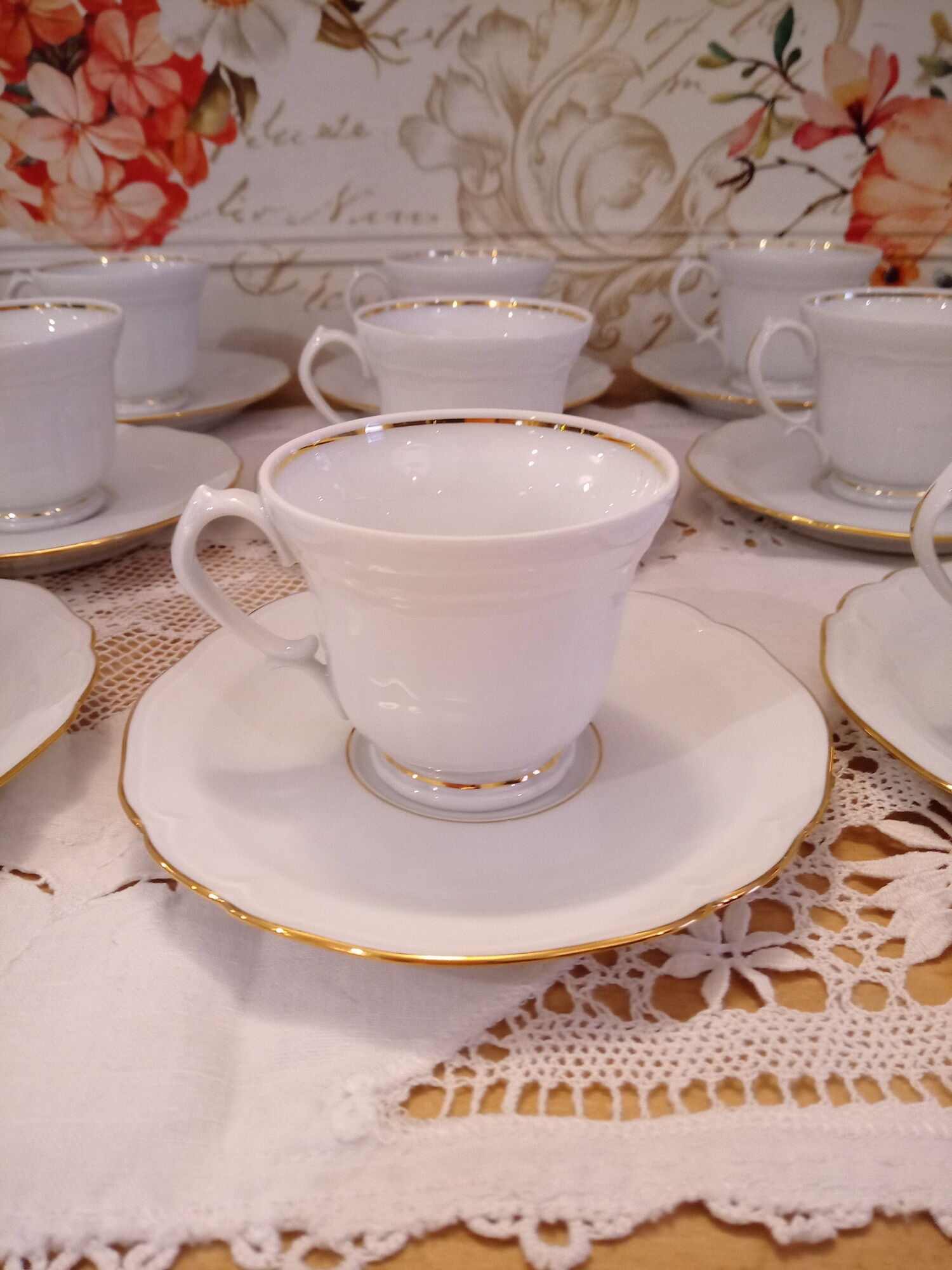 Lot De 6 Tasses + 6 Sous-Tasses Porcelaine Blanche - Service Espresso Italien Classique