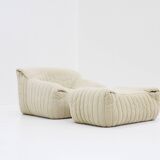 Beige Cinna Sandra Armchair & Footstool by Annie Hiéronimus for Ligne Roset
