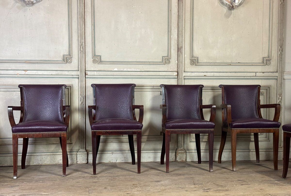 Set of 4 Art Deco chairs and 4 armchairs in rosewood, circa 1930