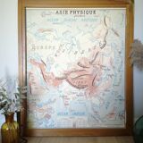 Former vintage Rossignol 50s Asia physical and political map