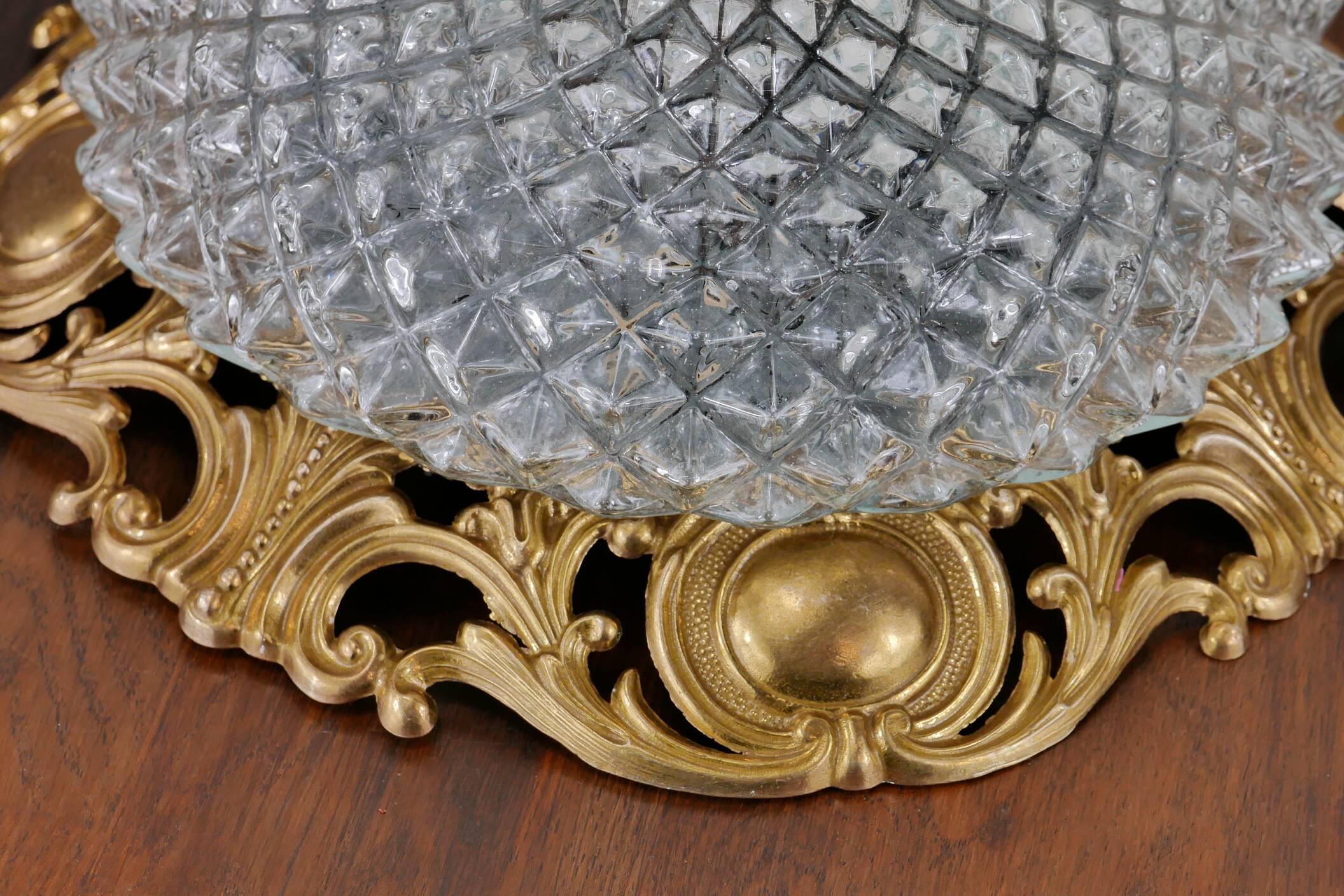 Bronze and diamond glass ceiling light.
