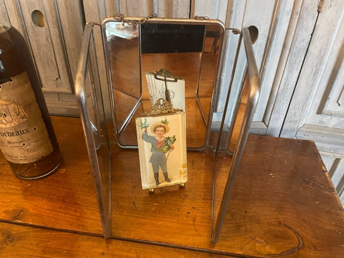 Vintage three-panel dressing table mirror