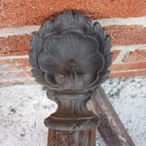 Pair of old cast-iron and bronze chenet