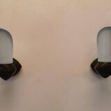 Pair of wood and earthenware sconces
