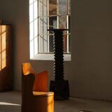 Modern Scandinavian style, Stump chair / "Kubstol" in pine, mid-20th century, 1950s.