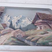 Carved wood painting, chalet decor by f raugel (popular art)