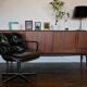 Leather armchair black by Charles Pollock for Knoll International