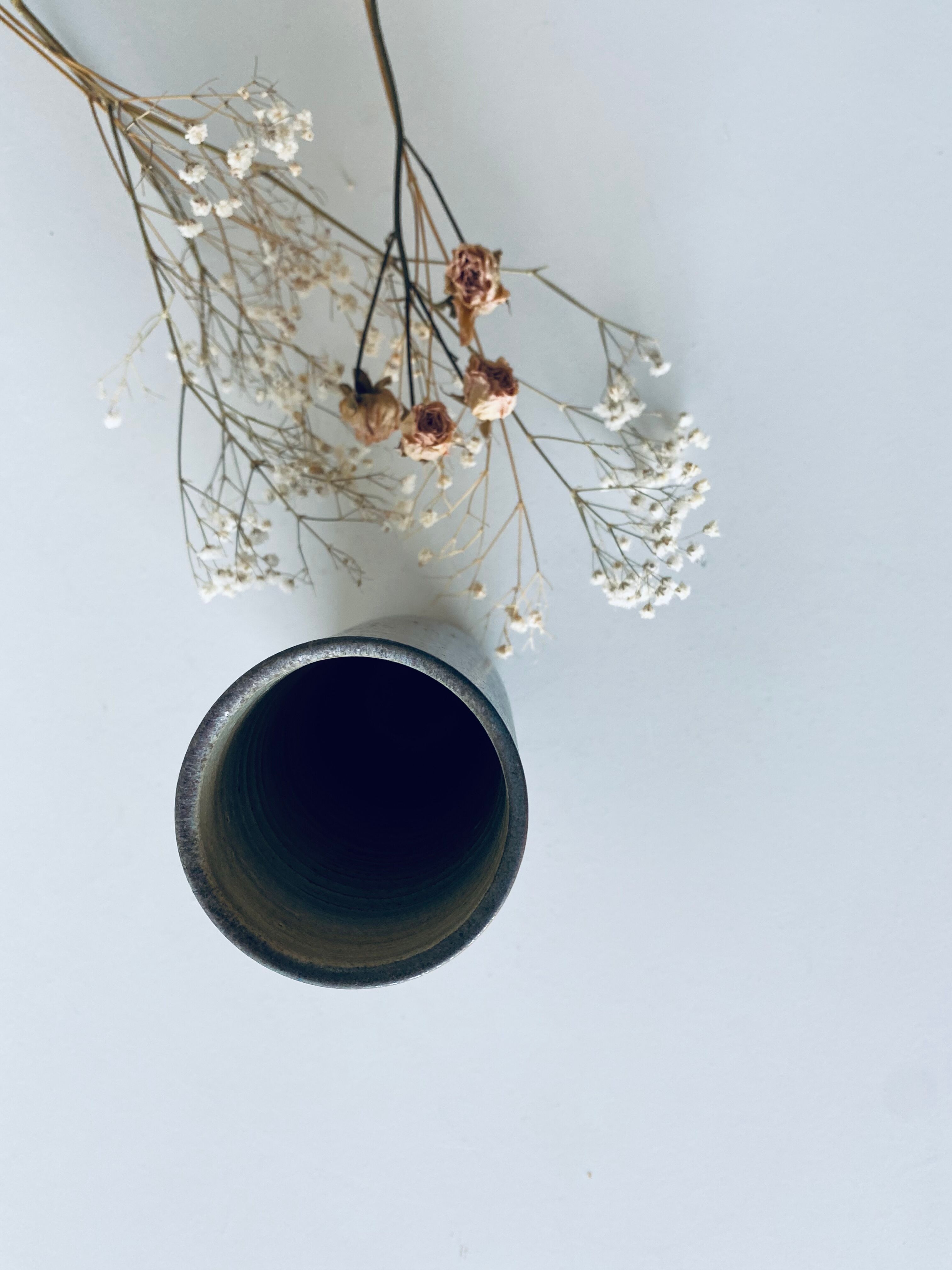 Signed ceramic tubular vase