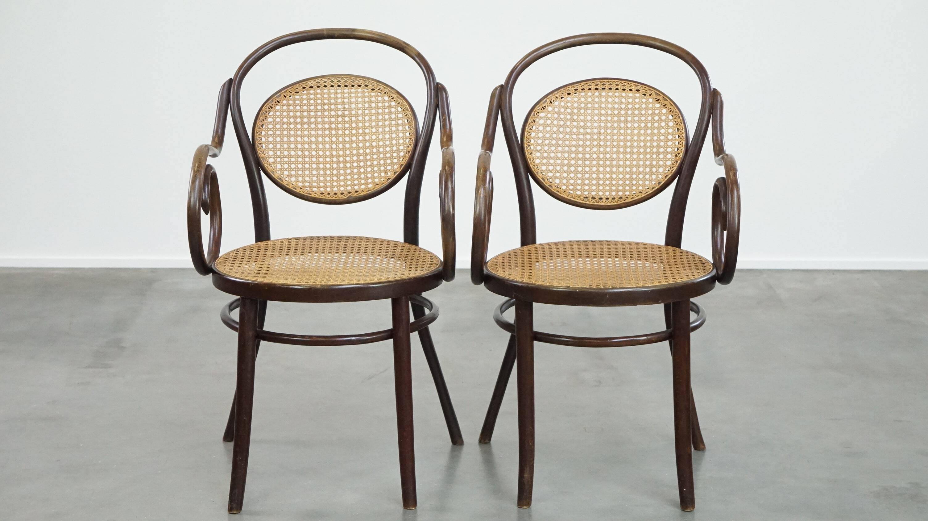 Very elegant, characterful, and graceful set of 4 Art Nouveau design bistro chairs