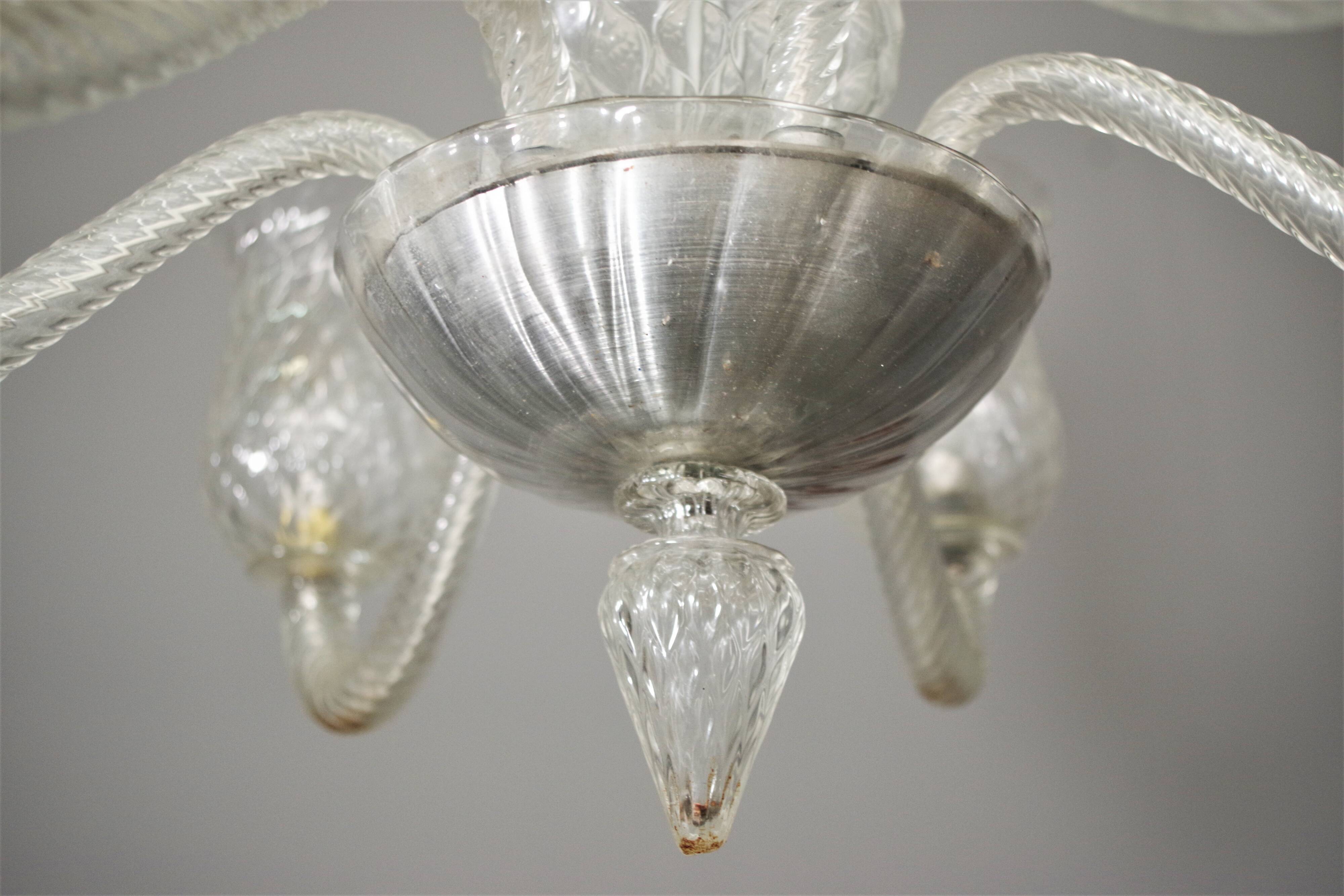 Venini ceiling lamp in Murano glass, 1950