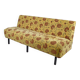 Banquette à tissu floral jaune et rouge, France, circa 1960