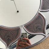 Mirror sun stained glass and ceramic inclusions
