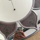Mirror sun stained glass and ceramic inclusions