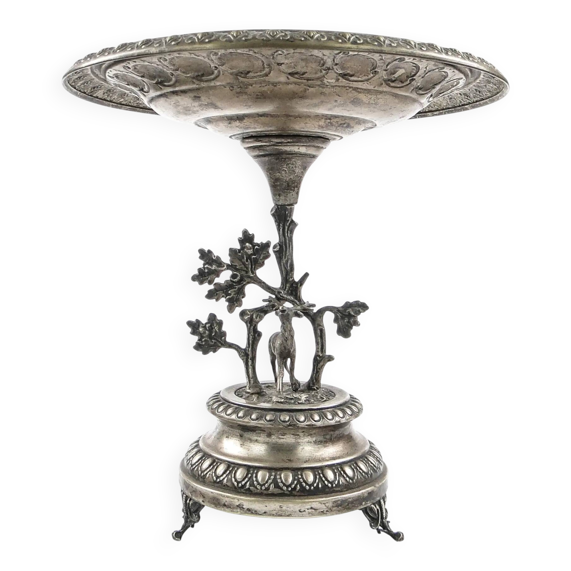 Figural eclectic fruit bowl, silver-plated brass, Poland, 19th century