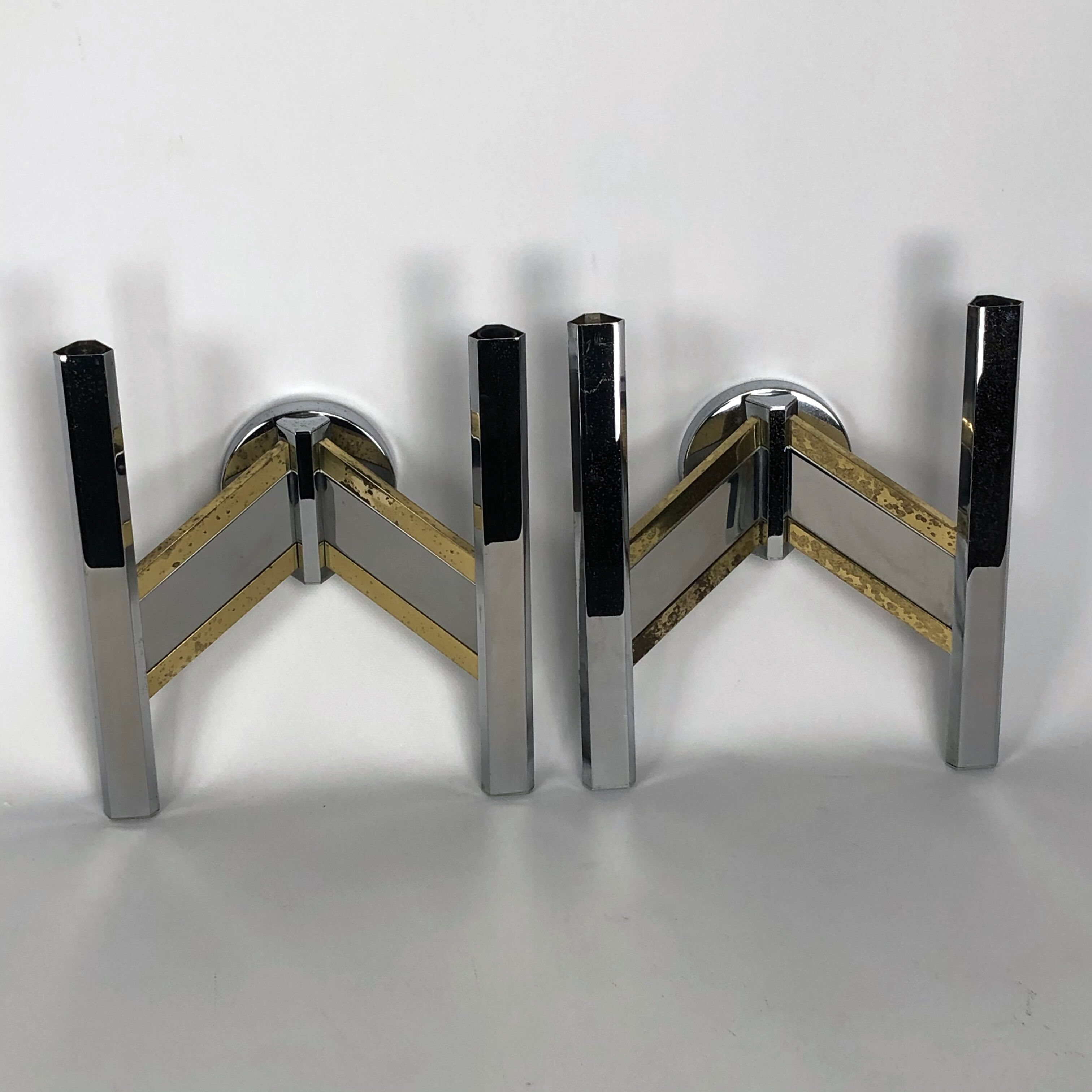 Pair of brass and chrome sconces from Sciolari 70