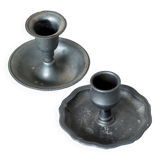 Pair of mismatched vintage silver-plated candlesticks