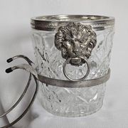 Lion head champagne bucket and its stand 20th century