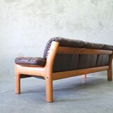 Mid-Century Teak and Leather 3-Seater Sofa from Ekornes, 1970s