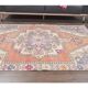 Vintage Turkish hand-knotted geometric runner 132x221