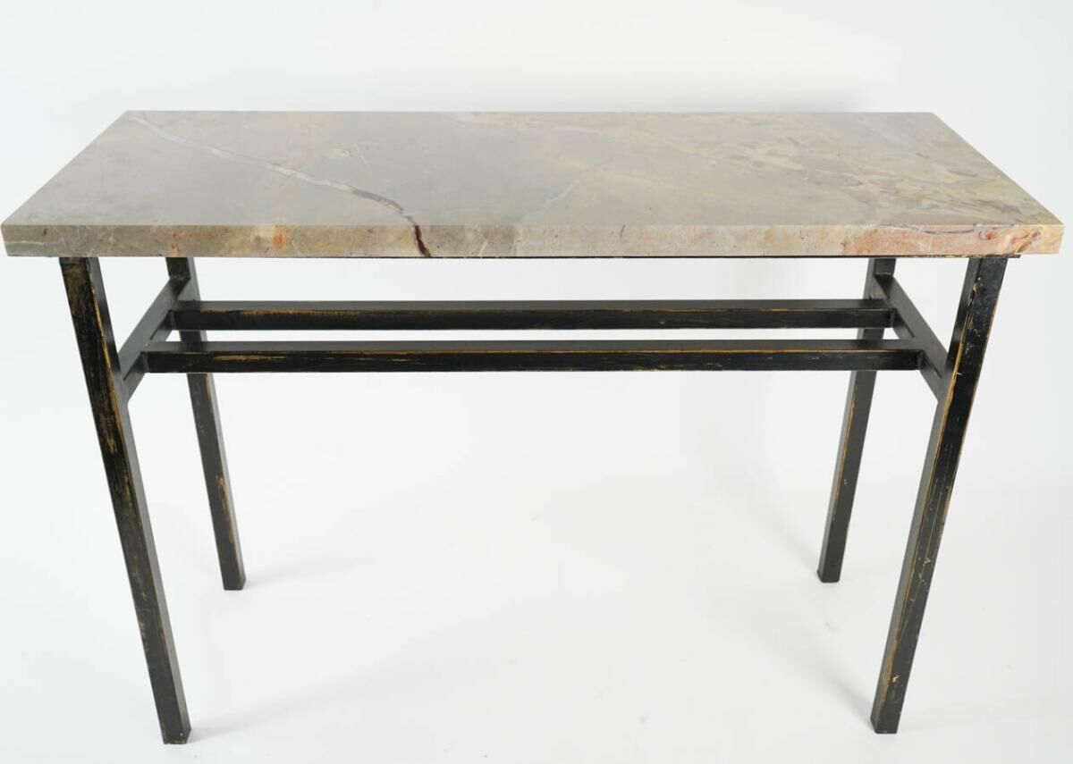 Console modern art painted steel and marble